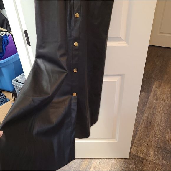 Zara Midi Pinafore Faux Leather Dress - Picture 6 of 8